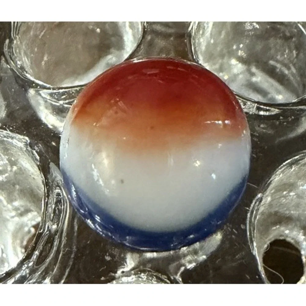Vintage Red White Blue Glass Marble Patriotic Tricolor Machine Made